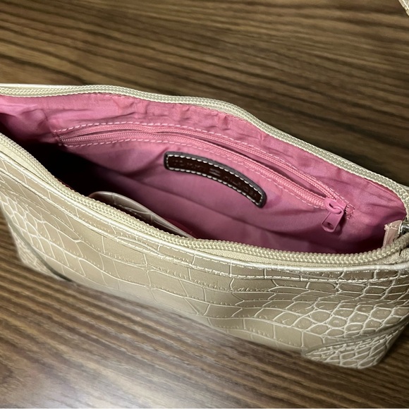 Tommy Croc-Embossed Beige Handbag - Picture 6 of 11